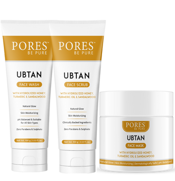 Ubtan Face Wash with Face Scrub and Face Mask by PORES BE PURE